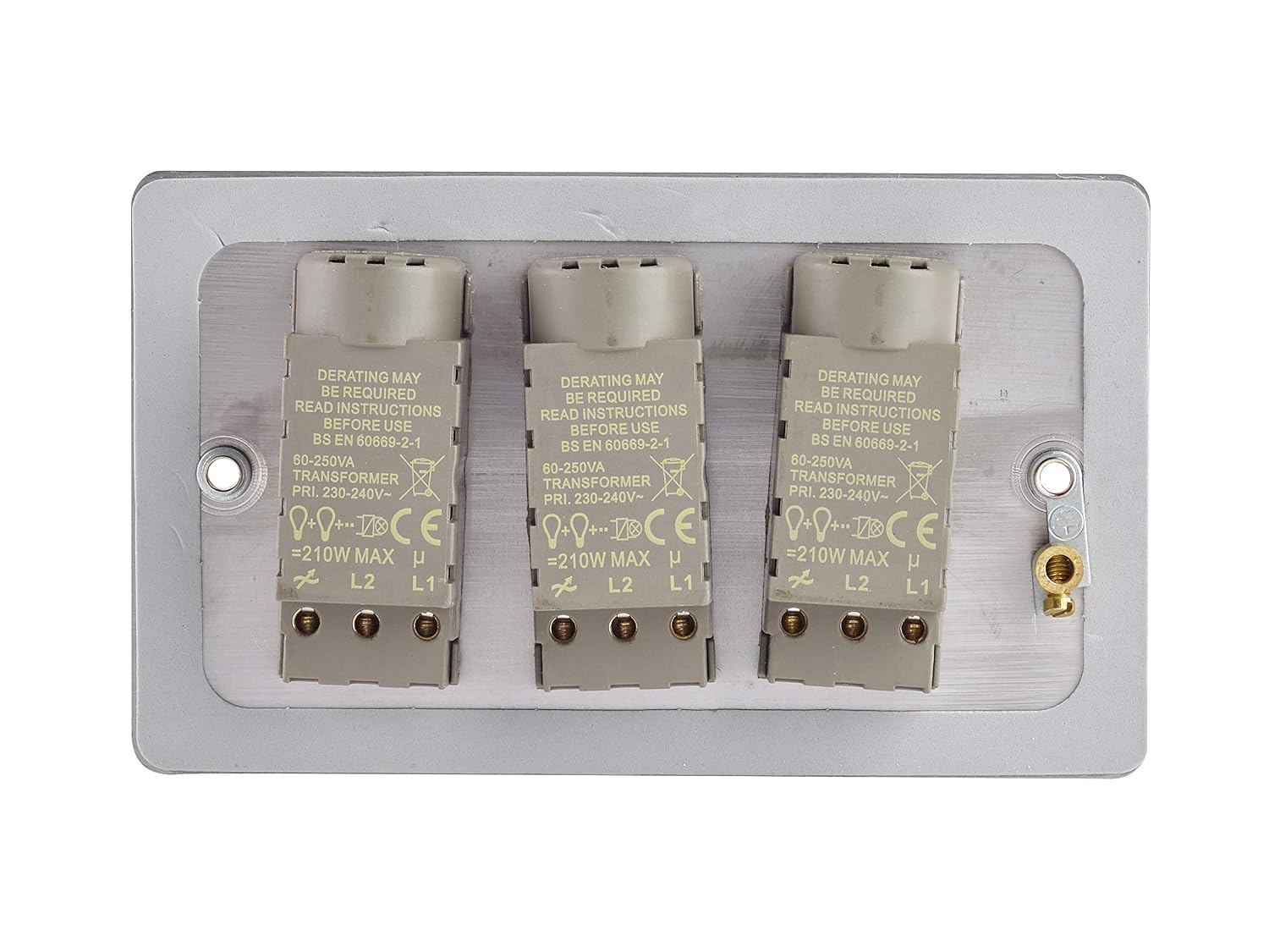 Schneider Electric Ultimate Flat Plate - 3 Gang 2 Way Dimmer Light Switch, Main & Low Voltage, 250W/VA, GU6232CSS, Stainless Steel - Image 5