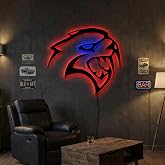 Muscle Car Logo LED Wall Sign, Backlit Metal Logo with Neon Glow, Light-Up Wall Art for Garage, Man Cave, Bar &amp; Muscle Car Fans (Red, 19 x 17 inches)