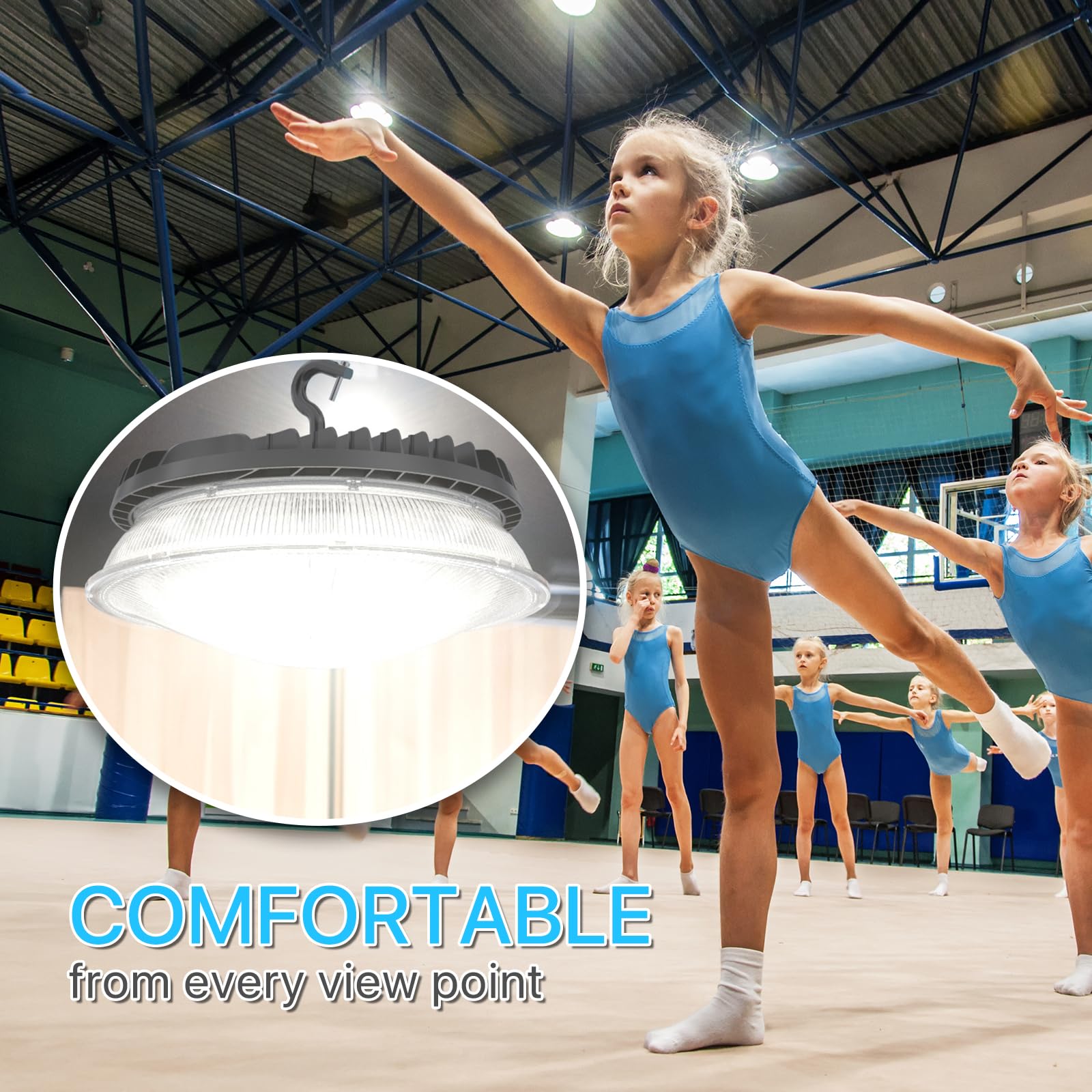 HYPERLITE Latest LED High Bay Light with Reflector 150W 18,750 LM UFO High Bay for Workshop Supermarket Warehouse 2024 New ETL Listed