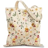 Miss Adola Canvas Tote Bag for Women – Aesthetic Canvas Bag with Zipper Cute Stylish Reusable Shoulder Totes for Shopping Work Daily Vacation, Floral Weini