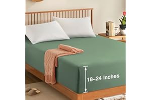 Manyshofu King Extra Deep Pocket Fitted Sheet Only - 1800 Thread Count Hotel Deep Fitted Sheet Up to 24 Inches Mattress, Sage Green Bottom Sheet 18-24 Inch Microfiber Deep King Mattress Sheets