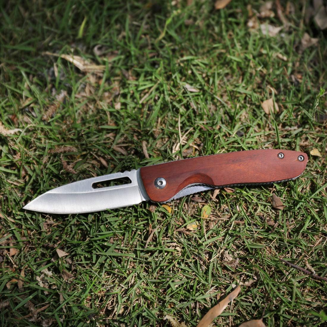 Amazon Co Jp Mossy Oak 折りたたみナイフ フォールディングナイフ 木製ハンドル ライナーロック付き アウトドア キャンプ 登山 釣り コレクション プレゼント ホーム キッチン