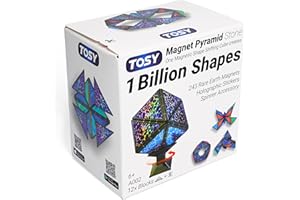 TOSY Magnet Pyramid Stone - 1 Cube Transforms into 1 Billion Shapes, 14 pcs (12 Puzzle pcs and 2 Spinners), 243 Rare Earth Magnets, Christmas Stocking Stuffers Gift for Kids, Creative Puzzle STEM Toy