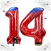 laackys 40 inch spider theme number foil balloons, children's party balloon supplies with classic numbers 1 to 9, birthday decoration supplies,number large balloons for spider theme parties (14)