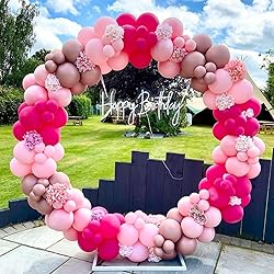 RUBFAC 129pcs Hot Pink Balloons Latex Magenta