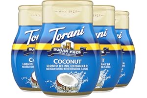 Torani Sugar Free Coconut Liquid Drink Enhancer, Water Flavoring 4-Pack, 1.62 Oz Ea