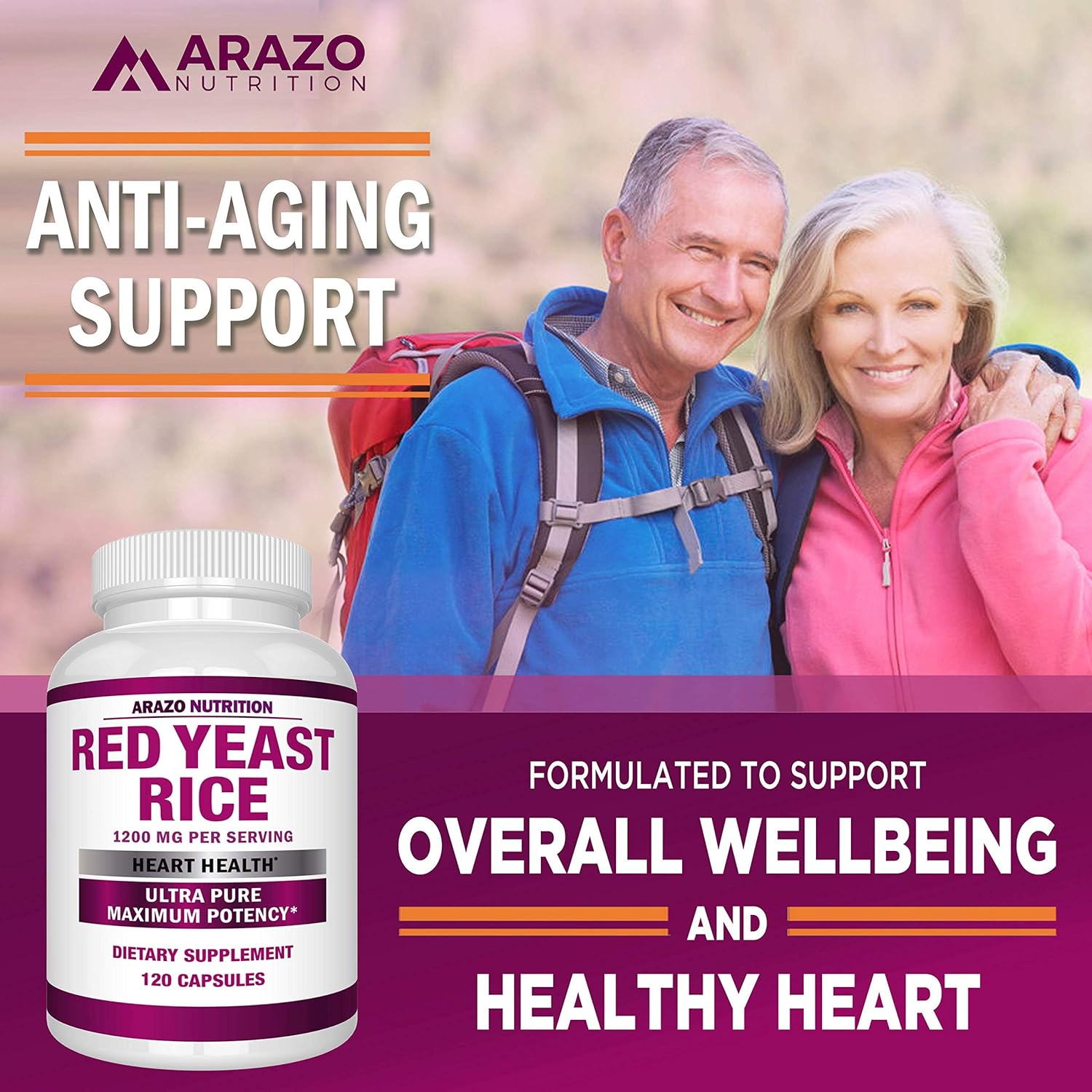 Red Yeast Rice Extract 1200 mg – Citrinin Free Supplement – Vegetarian 120 Capsules - Arazo Nutrition: Health & Personal Care