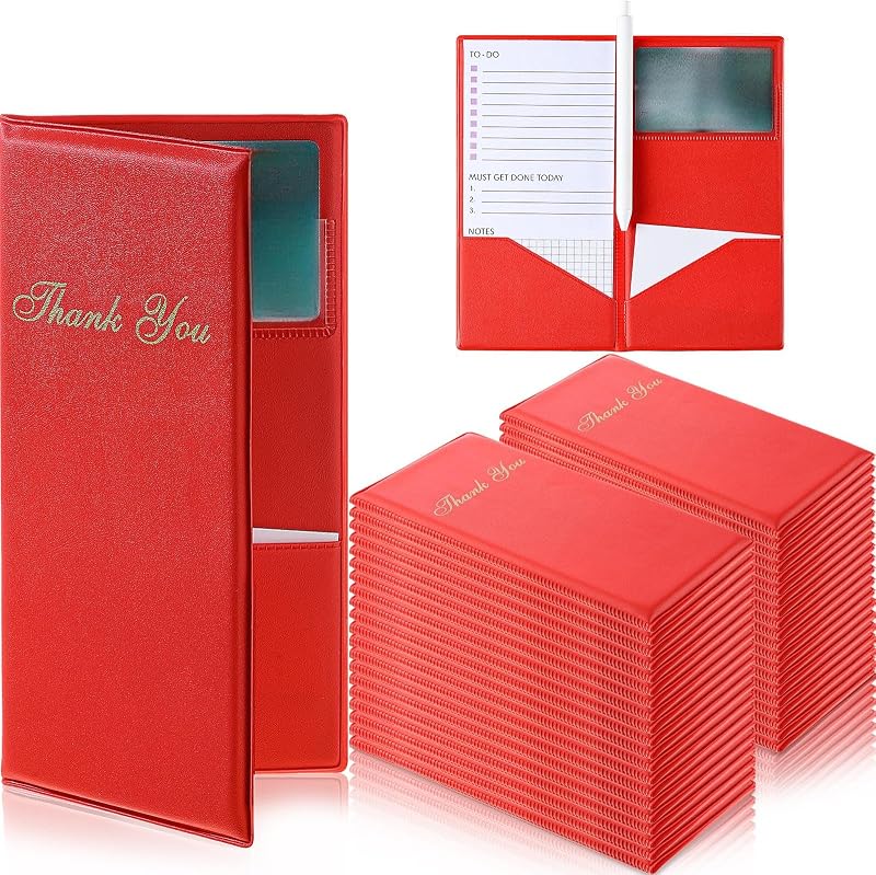 Geyee 40 Pack Red Vinyl Restaurant Check Presenters Guest Bill Card Holder