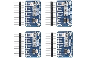 Qoroos 4 PCS ADS1115 16 Bit 16 Byte 4 Channel I2C IIC Analog-to-Digital ADC PGA Converter with Programmable Gain Amplifier High Precision ADC Converter Development Board for Arduino Raspberry Pi