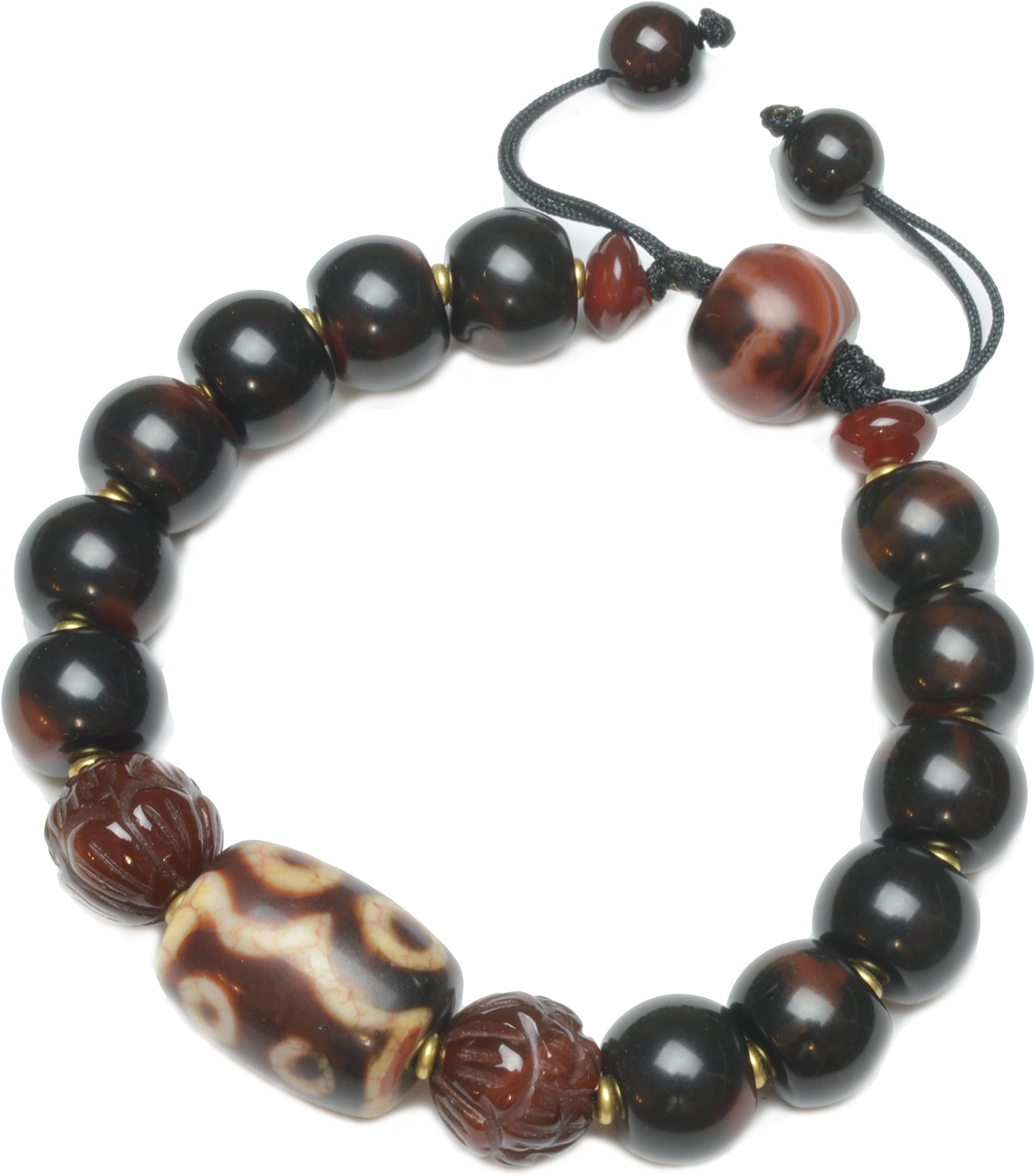 Tibetan Fenh shui 5 eyed Dzi bead Protective Amulet Bracelet, Length 7.5inches Inches - Fortune Feng Shui Jewelry