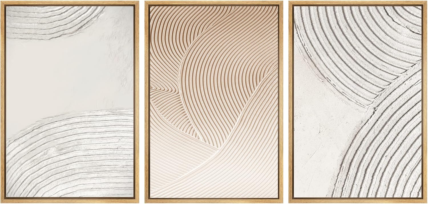 Wall Décor - SIGNWIN Framed Canvas Print Wall Art Set Geometric Pastel Spiral Circles Shapes Abstract Illustrations Modern Art Decorative Nordic Chic Calm/Zen for Living Room, Bedroom, Office - 24