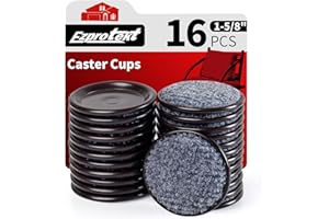 Ezprotekt 1 5/8" Round Reusable Felt Furniture Caster Cups with Carpet Bottom, 16 Pcs Felt Furniture Sliders Floor Protectors Pads to Protect Hardwood, Tile Floors Carpet from Scratches (Brown/Gray)