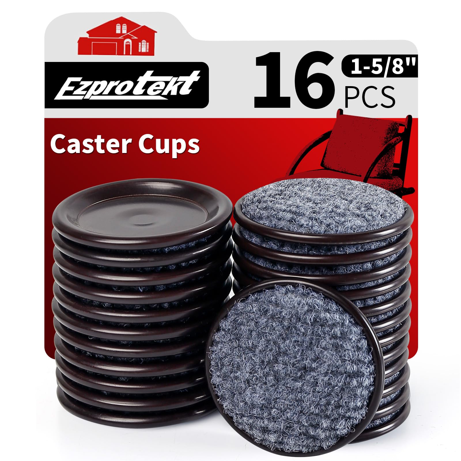 Ezprotekt Φ 41mm Round Reusable Felt Furniture Sliders with Carpet Bottom, 1 5/8" Furniture Sliders Floor Protectors Pads to Protect Hardwood, Tile or Laminate Floors from Scratches, 16 Pack — image 1