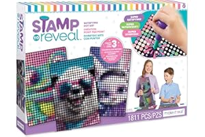 Make It Real Stamp to Reveal DIY Dot Posters, 1 Stamper per kit & 3 Dot Posters |Craft Kit, Artwork Activity, Girls & Kids Ages 6 Bunny, Frog, Panda