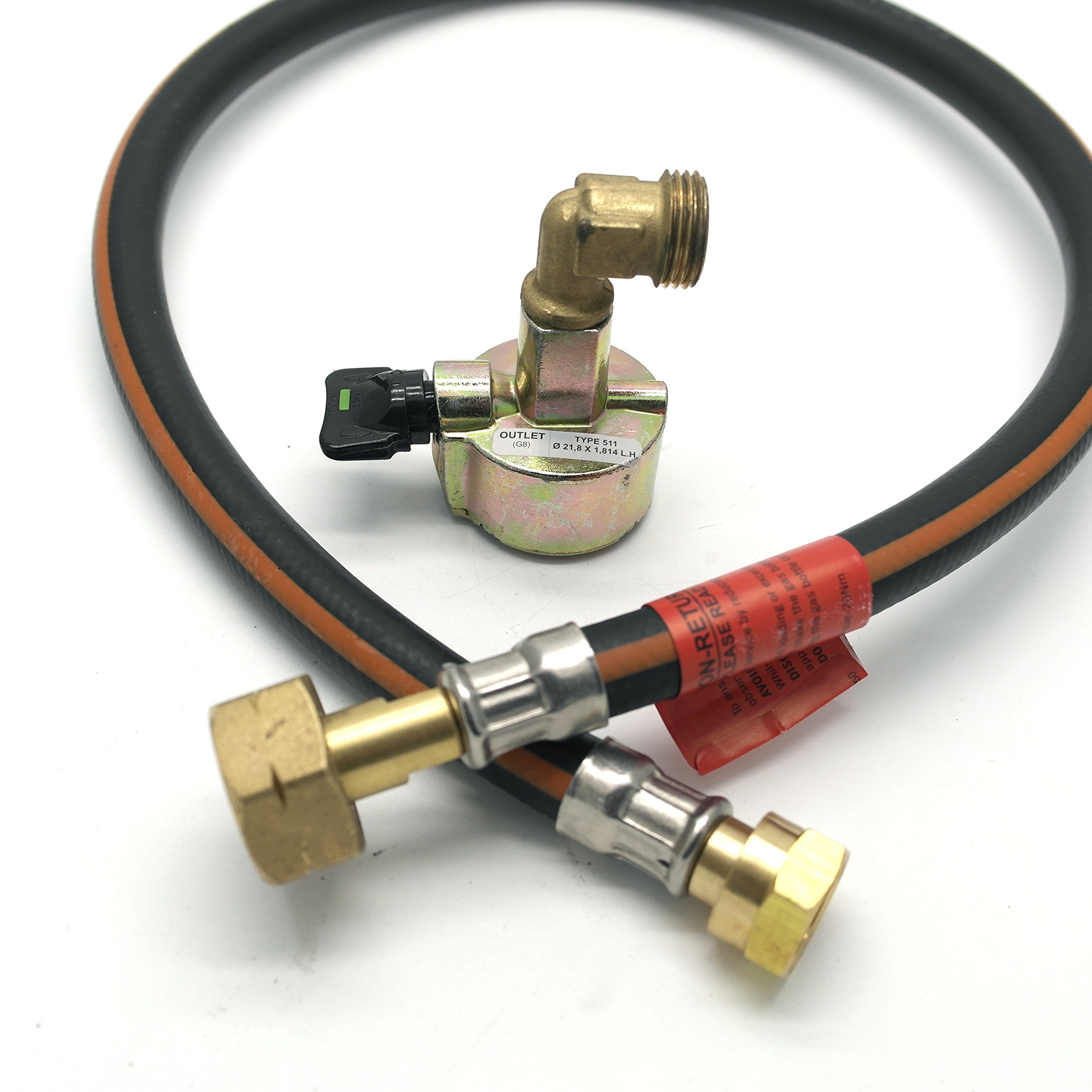 Huddersfield Gas 27mm Cylinder Adaptor & .75m (30") Caravan Pigtail Hose Kit Fits Calor Flogas