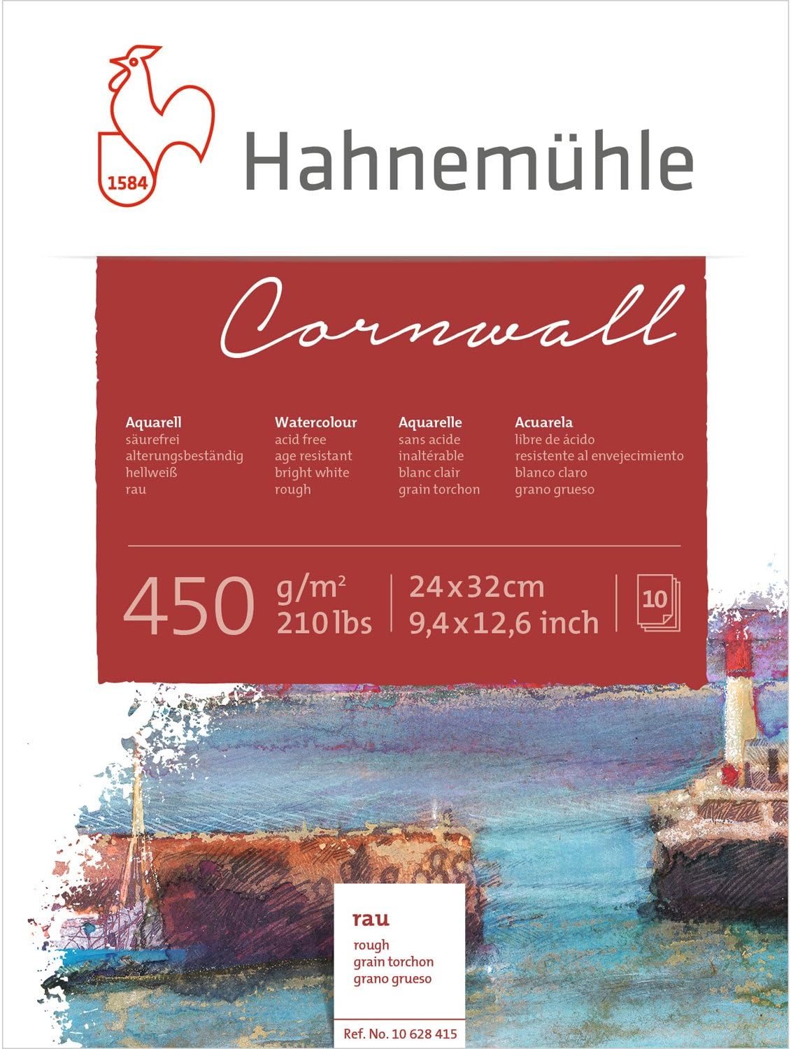 Hahnemuhle Cornwall 450gsm Block - 24 x 32 cm Rough, White