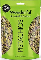 Wonderful Pistachios No Shells, Roasted & Salted Nuts, 12 Ounce Resealable Bag, Protein Snacks, Gluten Free, Healthy Snack