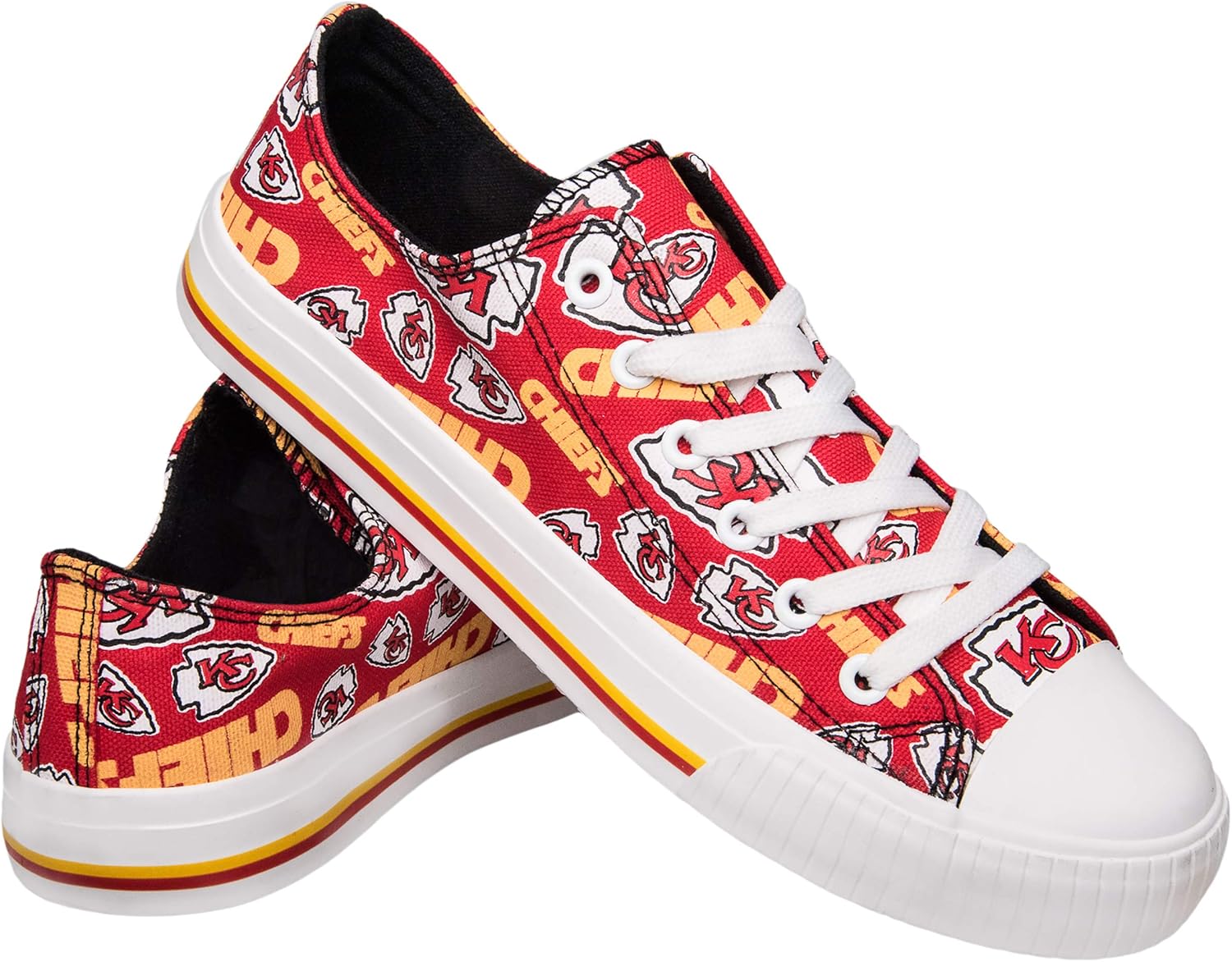 NFL Womens Low Top Repeat Print Canvas Shoe: Kansas City Chiefs, Medium : Clothing