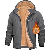 UMIPUBO Men's Fleece Hoodie Winter Zip Up Sweatshirt Sherpa Lined Jacket Heavyweight Hoodies Pullover Warm Coat Hooded