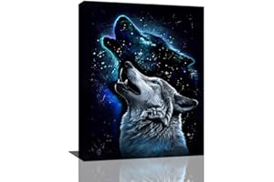 FEORAFEI Wolf Wall Art Wolf Wild Animal Wall Decor Gift Modern Canvas Painting Prints Artwork Home Decoration Framed for Bathroom Kitchen Bedroom Living Room 12"x16"