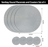 Famibay Round Placemats and Coasters Set of 4 Grey 34cm 10cm Heat Resistant view 7