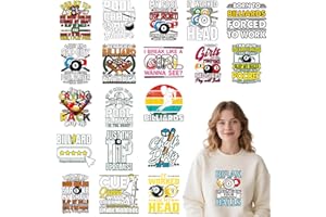 Shejdgart Dtf Transfers Ready to Press - 20 Pcs Billiards Iron on Transfers Patches for T-Shirts, Sports Ball Iron on Sticker