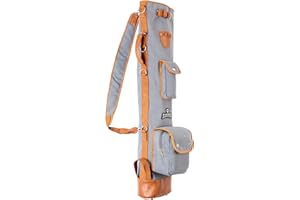 Thorza Sunday Golf Bag for Men and Women (Gray), Vintage Canvas and Leather, Stores Balls, Tees, and Clubs for 18 Holes, Zippered Pockets, Lightweight, Small Carry Bag – No Stand Stick.