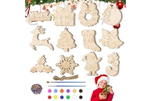 Unfinished Wood Christmas Ornaments,Festival Pendant Making Kit | Wooden Christmas Ornaments Making Kit for Ceiling Fireplace