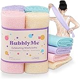 Korean Exfoliating Washcloths [4 Pack] – Daily Body Scrubber Towels for Shower, Back & Full-Body Use – Loofah Alternative, Quick-Drying Bath Cloths, Made in Korea
