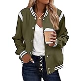 Zeagoo Bomber Jacket Women Varsity Casual Button Down Lightweight 2026 Spring Fashion Short School Outfits with Pockets