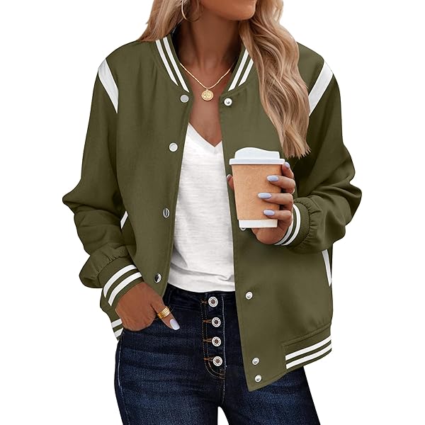Zeagoo Women's Casual Bomber Jacket Trendy Zip Up