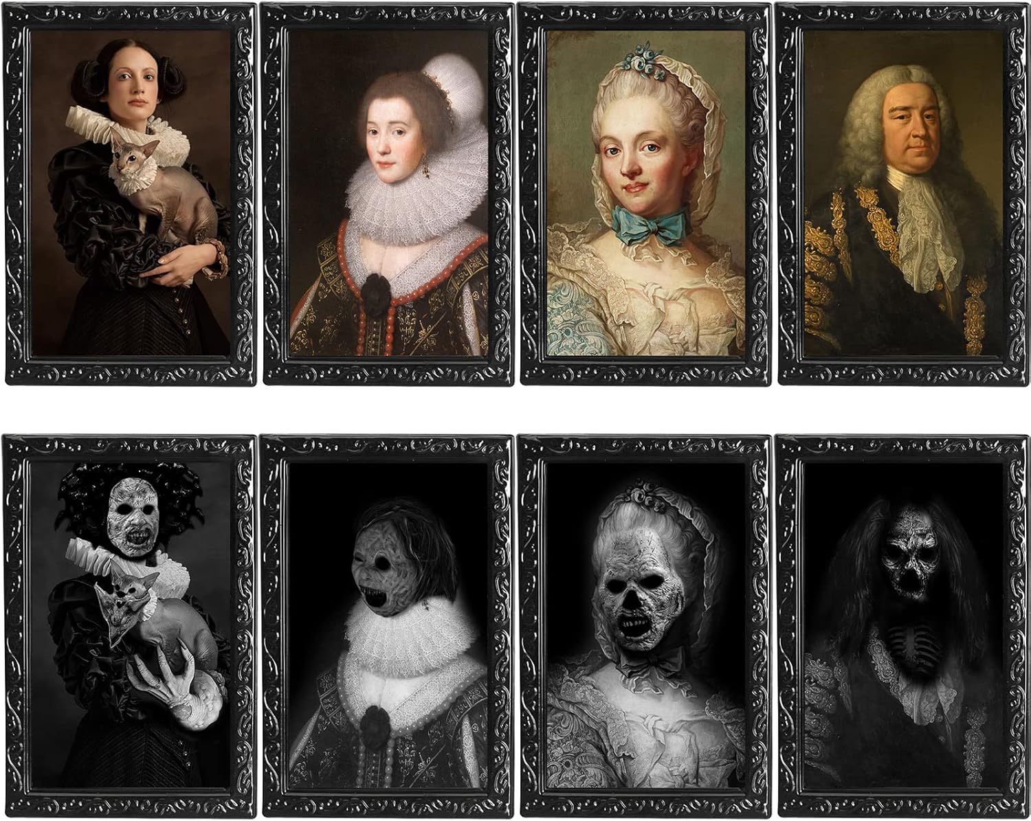 Photo Albums, Frames & Accessories - OEDOC 4Pack 10.2x14.5 Halloween Decorations 3D Changing Face Expression Moving Portrait Picture Frames for Horror Party Decors Castle House Home Decoration(StyleB)