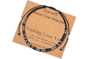 JOYCUFF Inspirational 𝐌𝐨𝐫𝐬𝐞 𝐂𝐨𝐝𝐞 𝐁𝐫𝐚𝐜𝐞𝐥𝐞𝐭𝐬 𝐟𝐨𝐫 𝐖𝐨𝐦𝐞𝐧 𝐌𝐞𝐧 Mothers Day Birthday 𝐂𝐡𝐫𝐢𝐬𝐭𝐦𝐚𝐬 𝐆𝐢𝐟𝐭𝐬 Mom Mother Father Daughter Aunt Grandmother Jewelry Cord Wrap Bracelet with Black Hematite Beads