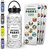 National Parks White Water Bottle with Durable Stickers – 32oz Insulated Stainless Steel Water Bottle with Spout Lid – Insulated for Cold and Hot Drinks – Metal Bottle for Gym, Hiking, Campinghite