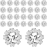 30pcs Rhinestone Embellishments 12mm Crystal Decoration Sew on Button Rhinestones Flower Flatback Buttons for Jewelry Bridal Bouquets Headband Dress Accessory