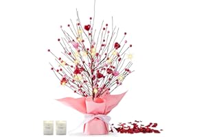FXPay 19" H Artificial Valentines Day Tree Decorations with Lights - Heart-Shaped Decor for Fireplace, Desk, and Home - Elegant, Low-Maintenance Valentine's Gifts for She or Her