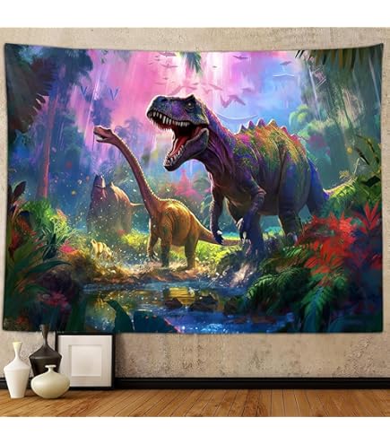 Amazon.com: Blacklight Dinosaur Tapestry, Fantasy Neon Funny Dino