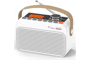 Greadio Portable Shortwave Radio with Bluetooth 5.0, Rechargeable AM FM Radio with Best Reception, TF/SD/USB Port,5W Loud Speaker,White Noise,Alarm Clock,LED Display,Earphone Jack,for Home,Office,Gift