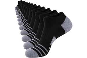 COOVAN 12 Pack Mens Socks Black Ankle Low Cut Comfort Breathable Casual Cushion Socks（12 Pairs ）