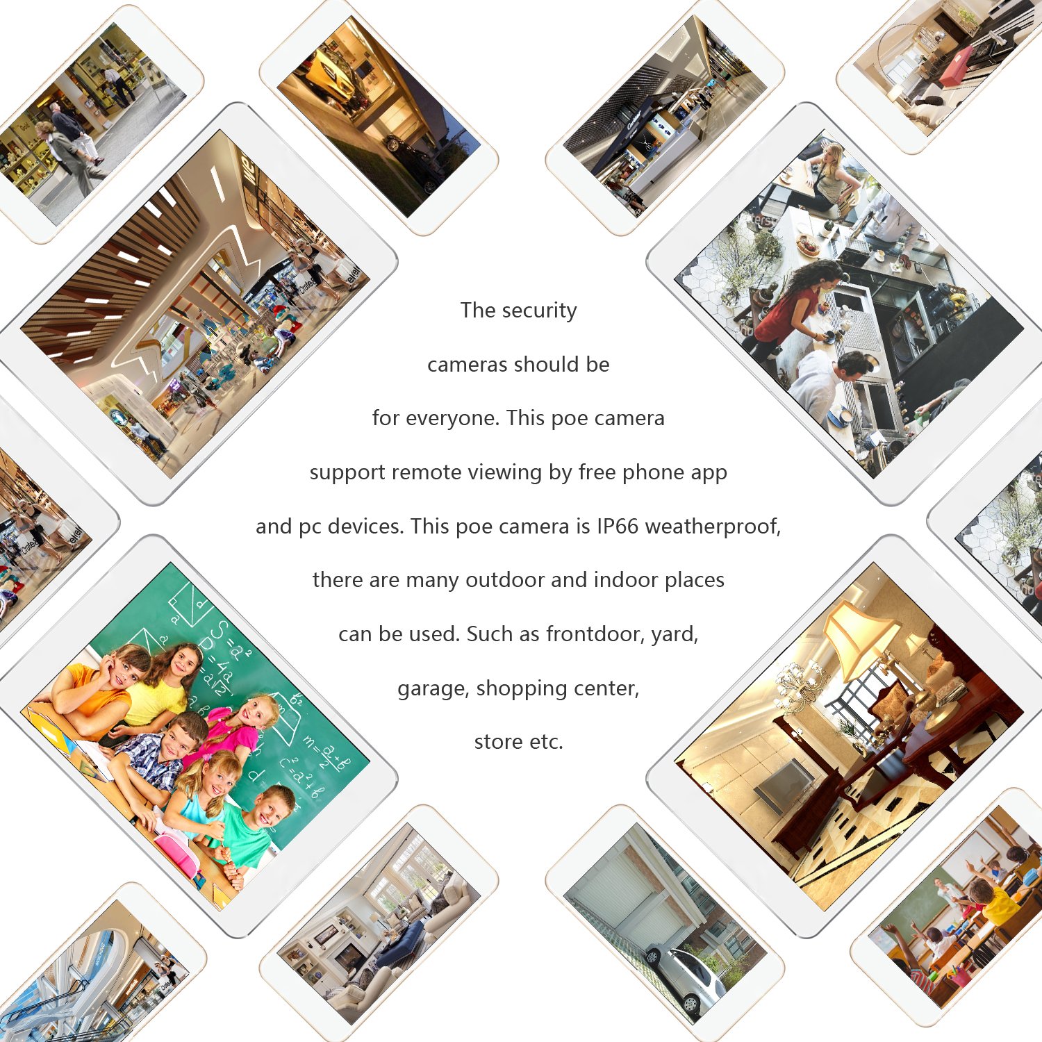 PoE Security Camera, 720P Weatherproof Surveillance IP Camera Night Vision Motion Detection Free APP Remote Viewing Outdoor/Indoor (720P)