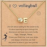 AULSIEY Initial A-Z Volleyball Necklace for Girls Teens Women, Personalized Volleyball Christmas Gifts for Team Lovers, 17+2 Inches