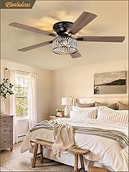 56 Inch Low Profile Chandelier Ceiling Fan with