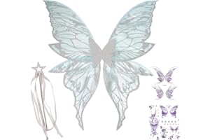 WOIFUNU Fairy Wings Costume Set for Adults - Cosplay Accessories with 31.5"x29.5" Butterfly Wings for Halloween, Party
