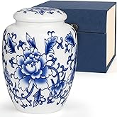 Small Urns for Human Ashes, Ceramic Memorial Mini Urns, Ceramic Urns for Female & Male Pet Ashes,Small Sharing Ash Keepsake with Exquisite Box Honor Your Loved One Lost(Blue &1M)