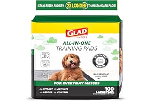Glad for Pets Black Charcoal Puppy Pads, 23"x23" Disposable Training Pads That Absorb & Neutralize Urine with Activated Carbon - 100 Count