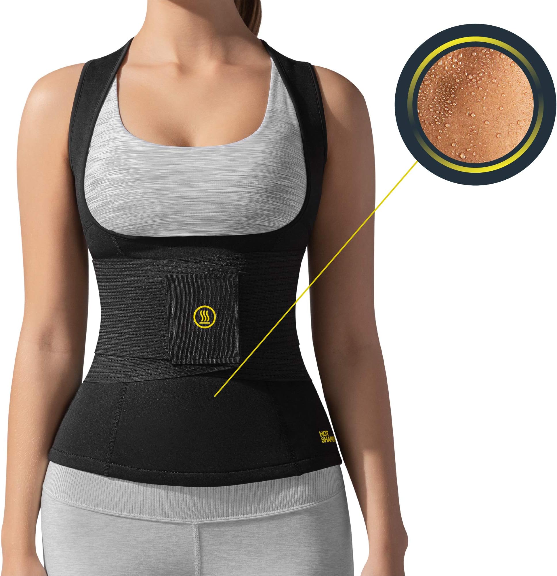 HOT SHAPERS Cami Hot with Waist Trainer – Women’s Slimming Body Shaper – Vest – Corset for Weight Loss, Trimming Tummy, Workouts, Saunas, and Hourglass Figure – Stomach Shaping