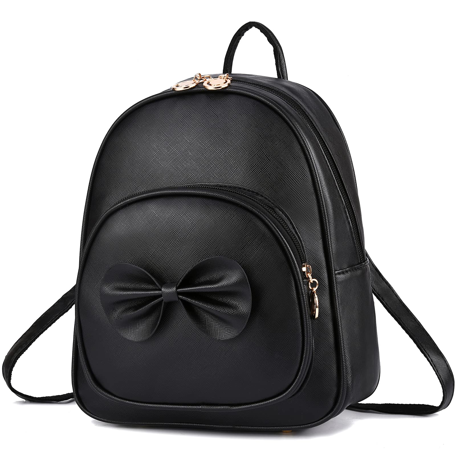I IHAYNER Girls Bowknot Cute Leather Backpack Mini Backpack Purse for Women (Black)