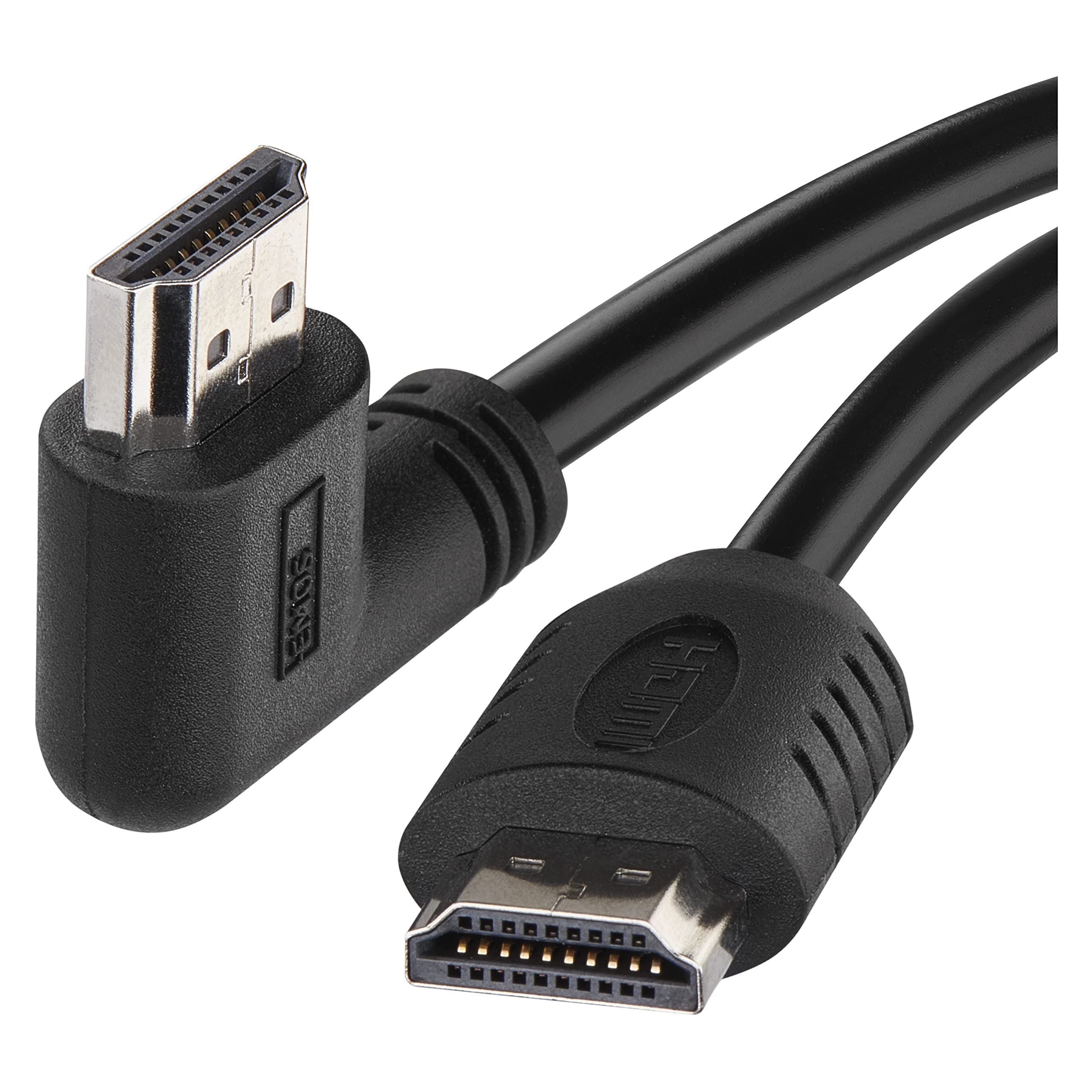 EMOS High Speed HDMI 2.0 Cable with Ethernet 3 m 18 Gbps High Speed Cable with Ultra HD 4K 3D ARC Support 90° Right Angle to A Male Black