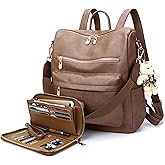Soperwillton Women Backpack Purse Multipurpose Design Handbags Shoulder Bag PU Leather Travel bag Backpack Set 2pcs