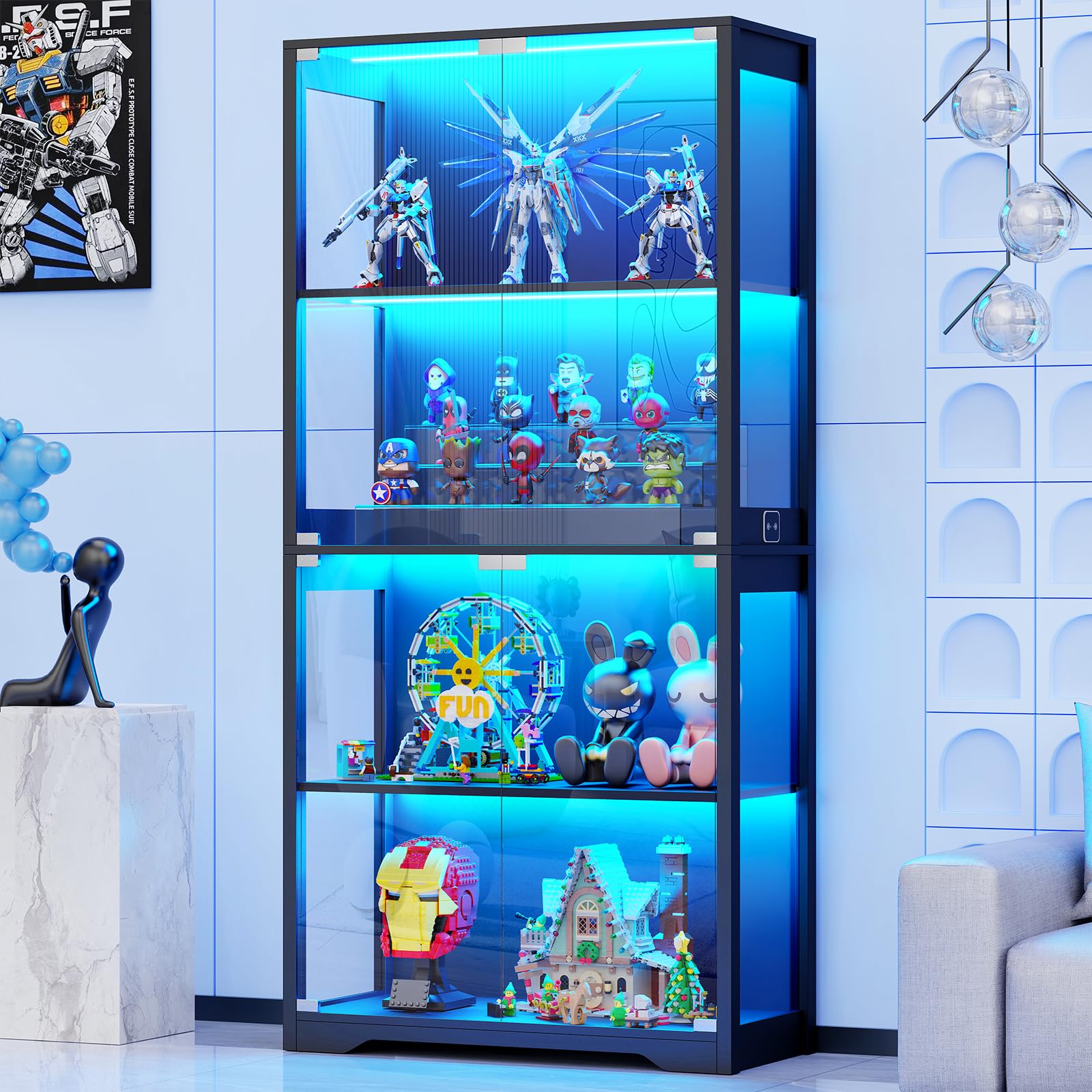 Sleek black illuminated display